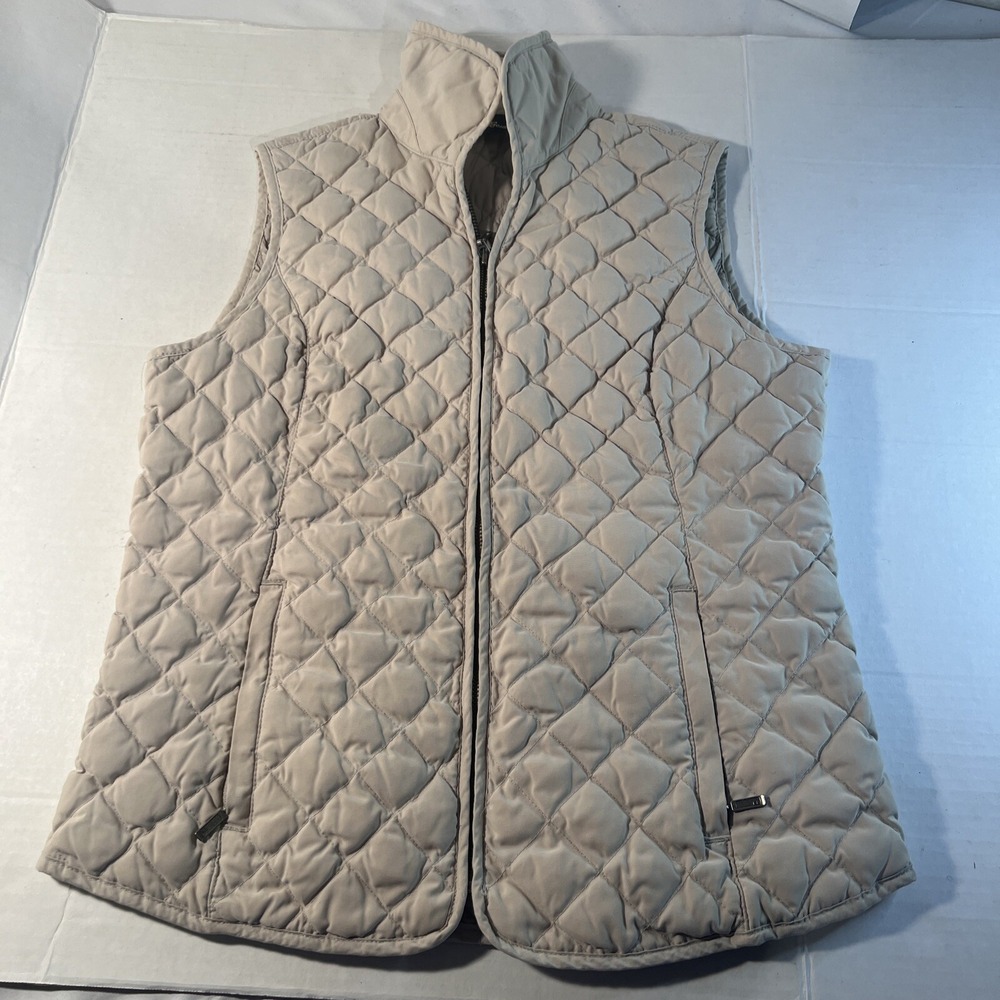 Women's Eddie Bauer Full‎ Zip Vest Premium Goose Down Quilted Embroidered SMALL